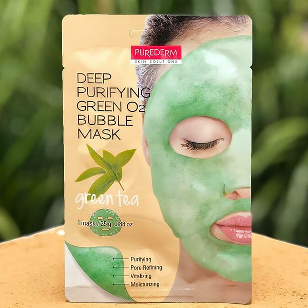 PUREDERM Deep Purifying Green O2 Bubble Mask Green Tea. Вторая красивая фотография