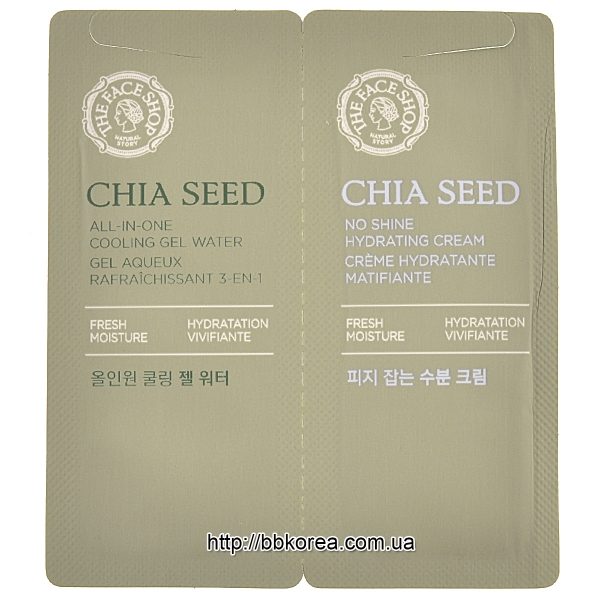 Пробник THE FACE SHOP Chia Seed All-In-One Cooling Gel Water + Chia Seed No Shine Hydrating Cream