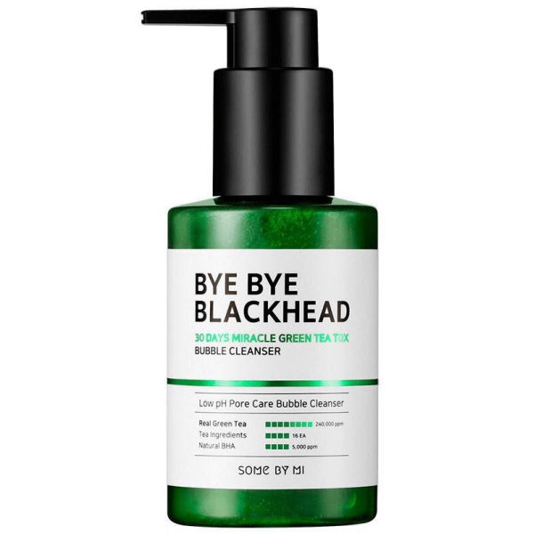SOME BY MI Bye Bye Blackhead 30 Days Miracle Green Tea Tox Bubble Cleanser - кислородная пенка для умывания